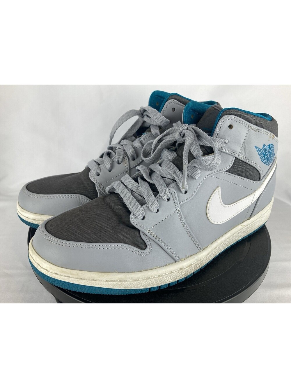 Men’s Size 8 Nike Air Jordan 1 Mid Wolf Grey Tropical Teal 554724-027 Sneakers